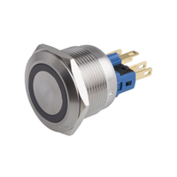 Rs Pro 8118556 Illuminated Push Button Switch, Momentary, Panel Mount, 22mm Cutout, Spdt, White Led, 250V Ac, IP65, IP67