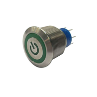 Rs Pro 1759277 Illuminated Push Button Switch, Panel Mount, 22.2mm Cutout, Dpdt, Green Led, 250V Ac, IP67